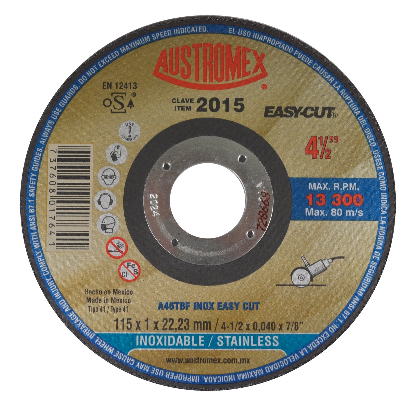 Disco de corte de acero inoxidable 115 mm — Austromex clave 2015