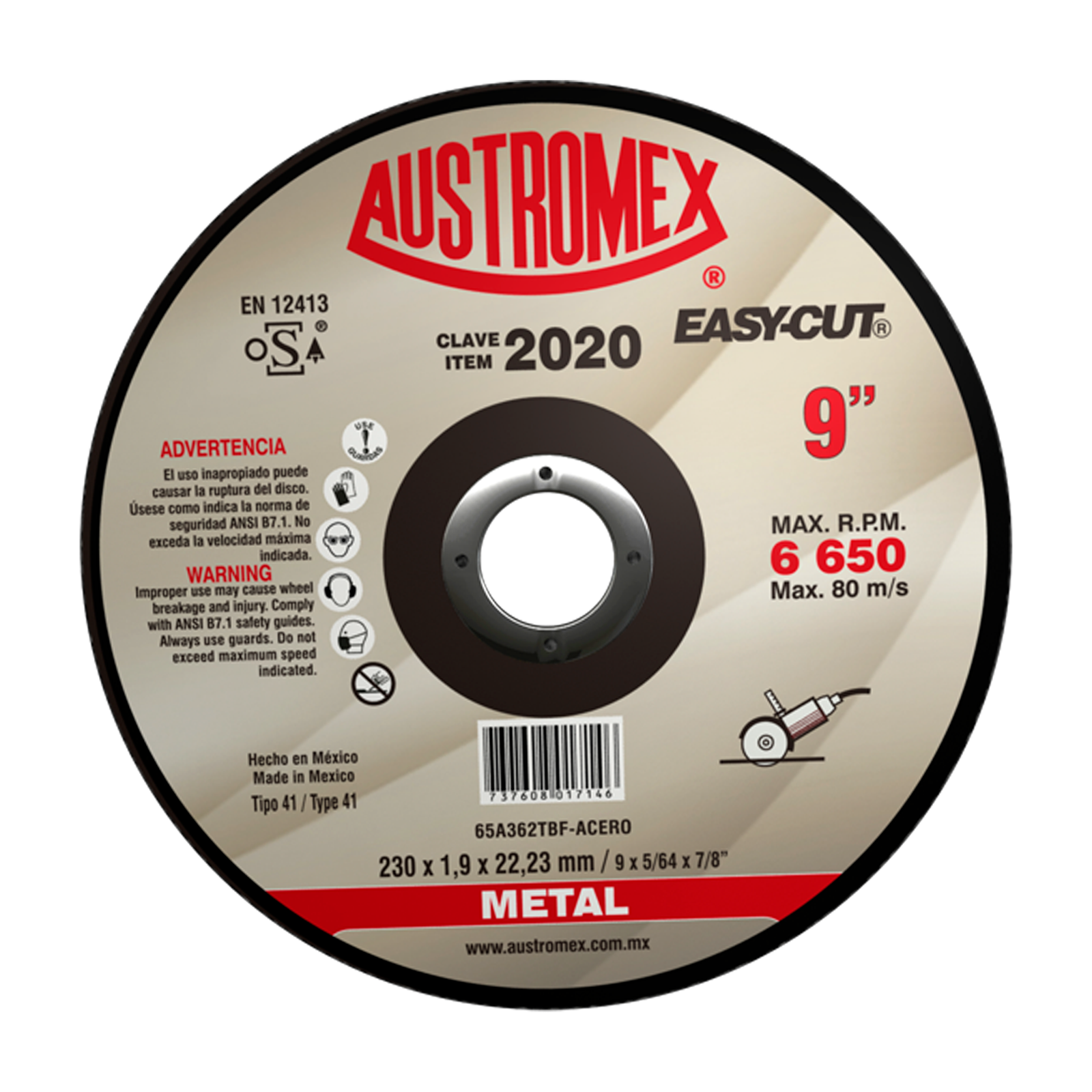 Disco de corte de metal 230 mm — Austromex clave 2020