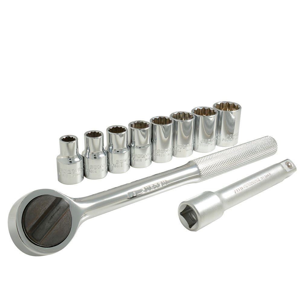 Juego de dados y accesorios cuadro de 1/2" en pulgadas, 10 piezas Surtek A01S