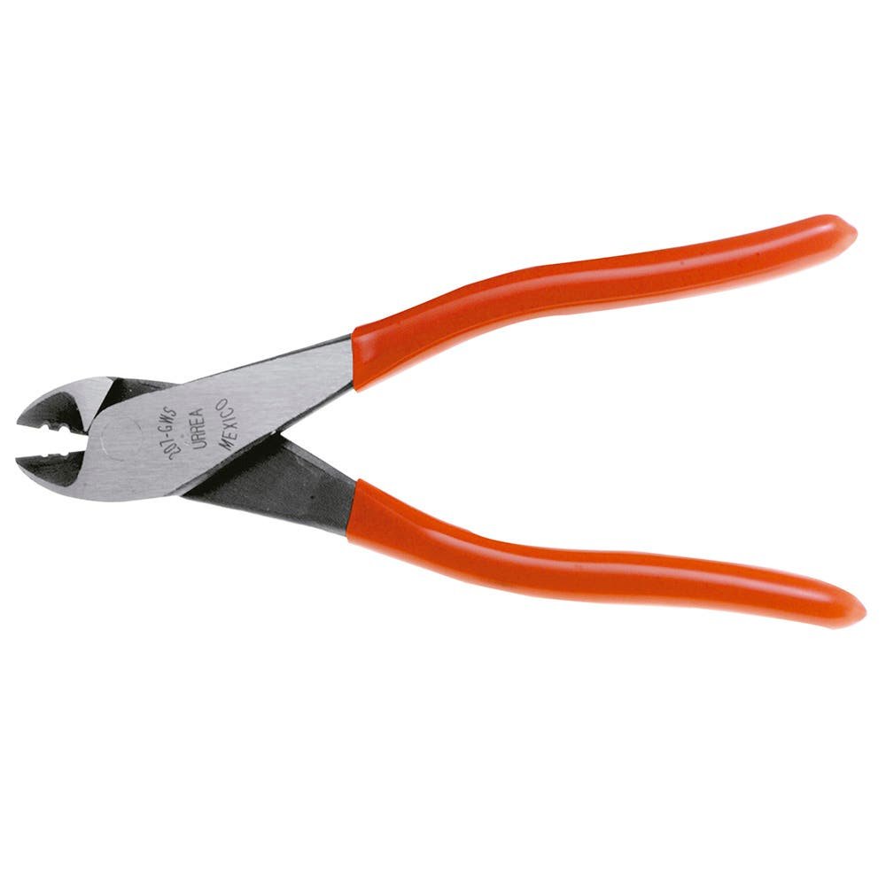 Pinza para electricista con mango rubber grip pelacables corte diagonal de 7-5/16" Urrea 207GWS