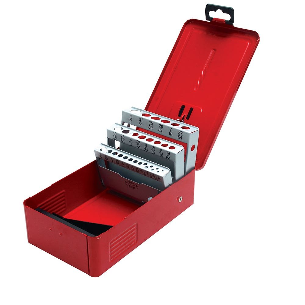 Caja metálica para brocas color rojo 5" x 4" x 3" Urrea 4079